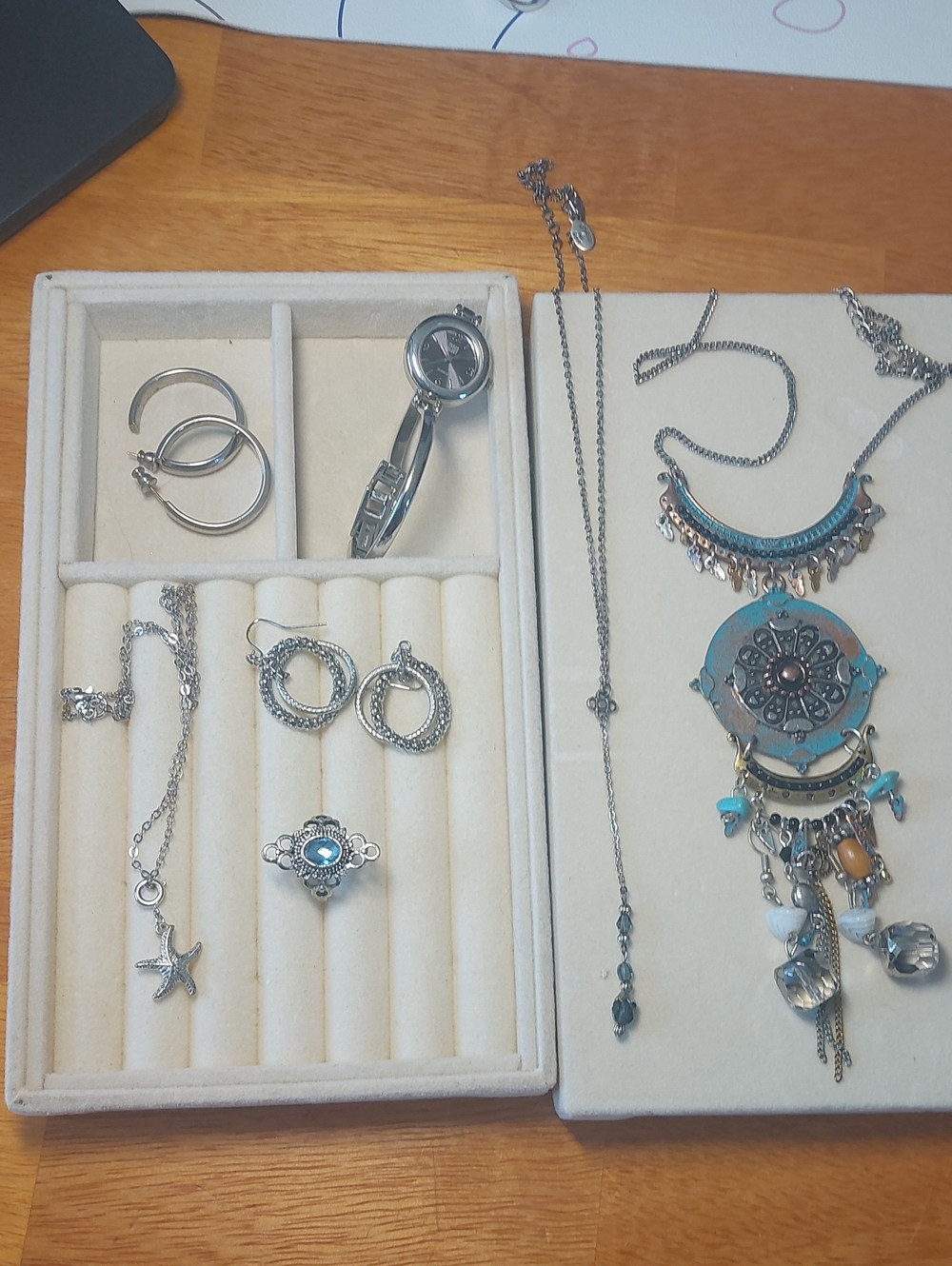 Robert Rose Silver Y Necklace Faded Glory Watch Jewelry Lot Ring 3pr Earrings